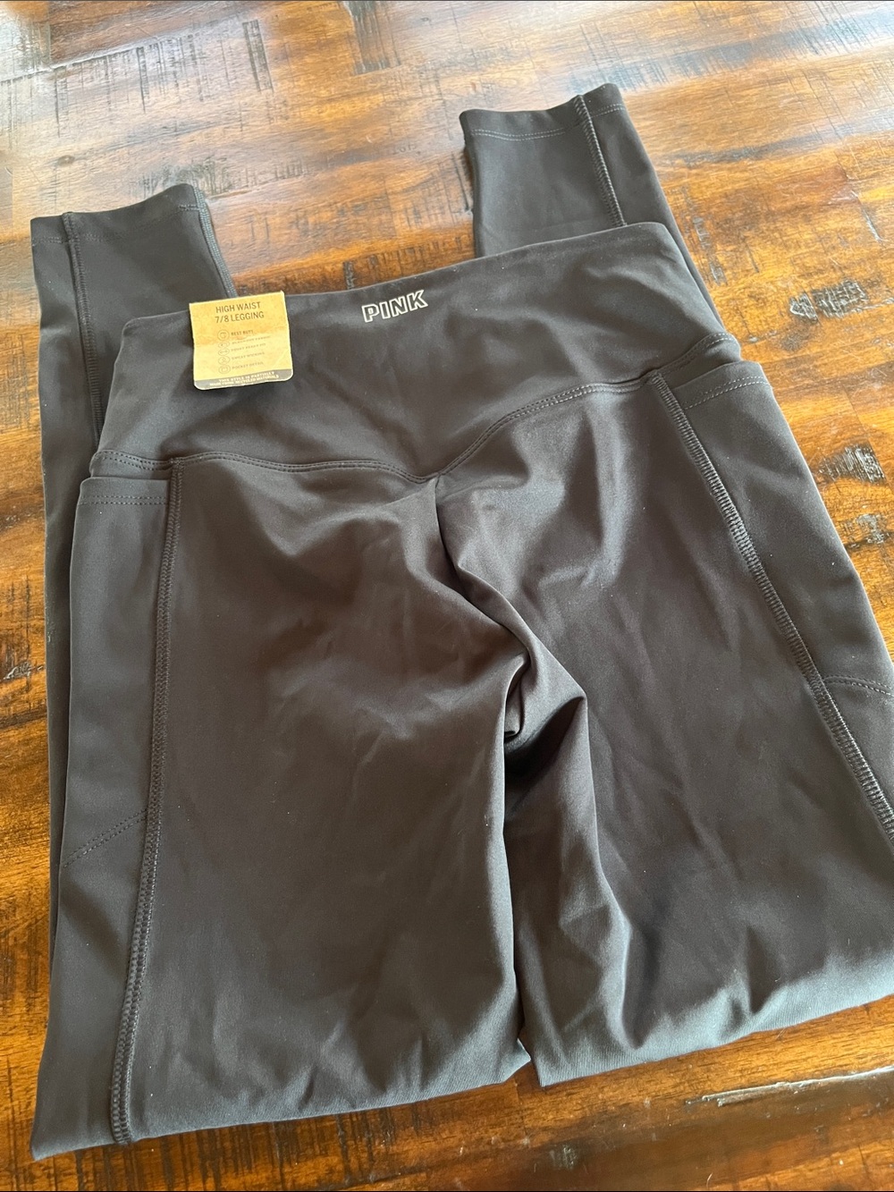 PINK Victoria's Secret Black High-Waist Woman’s 7/8 Legging with Side Pockets